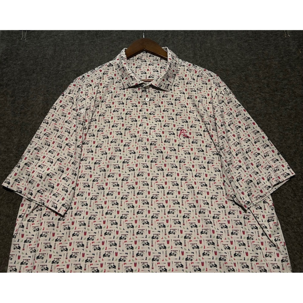 Rhoback polo shirt mens golf carts performance AOP size 2XL stretch
